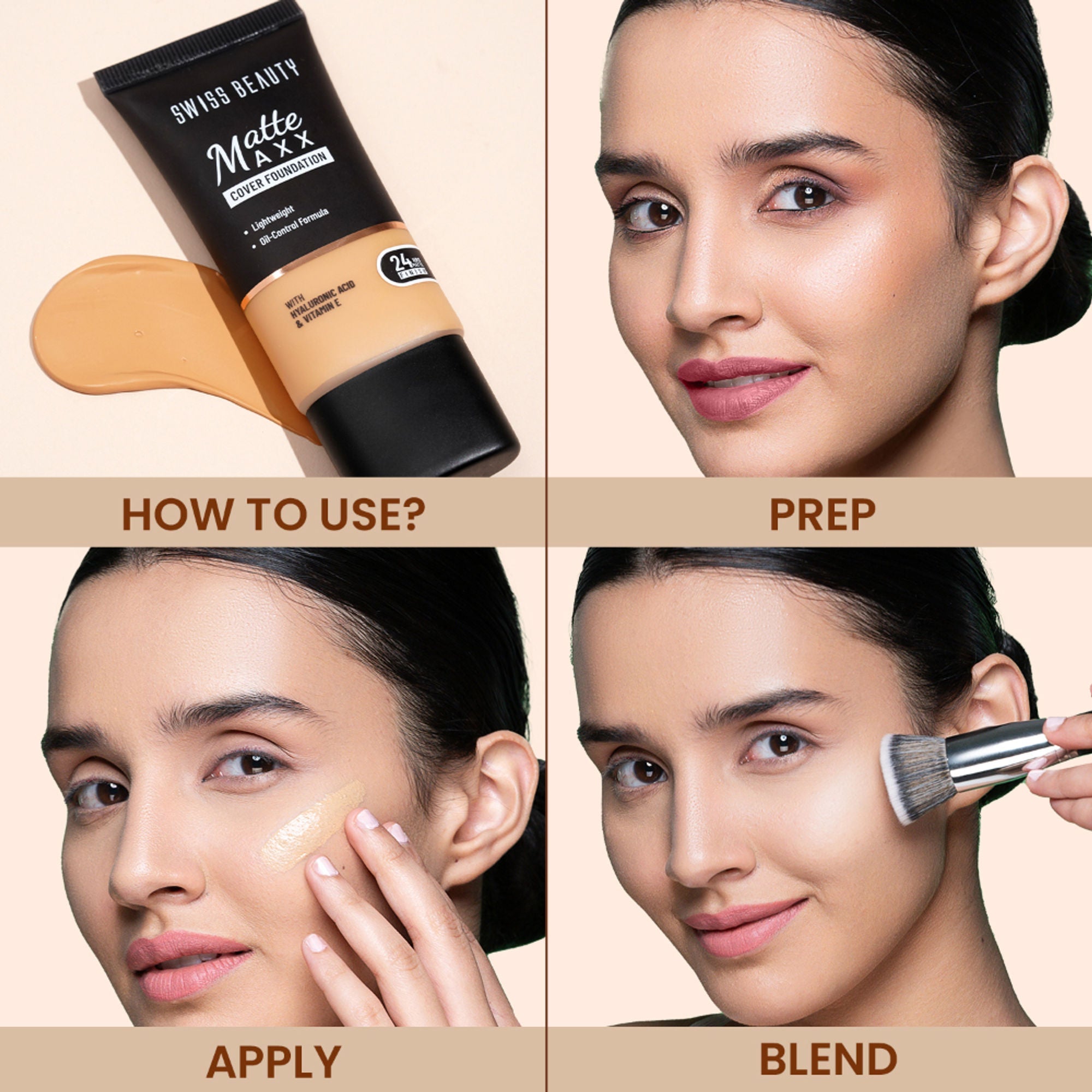 Swiss Beauty Matte Maxx Cover Foundation with Hyaluronic Acid & Vitamin E - 5 Neutral Sand