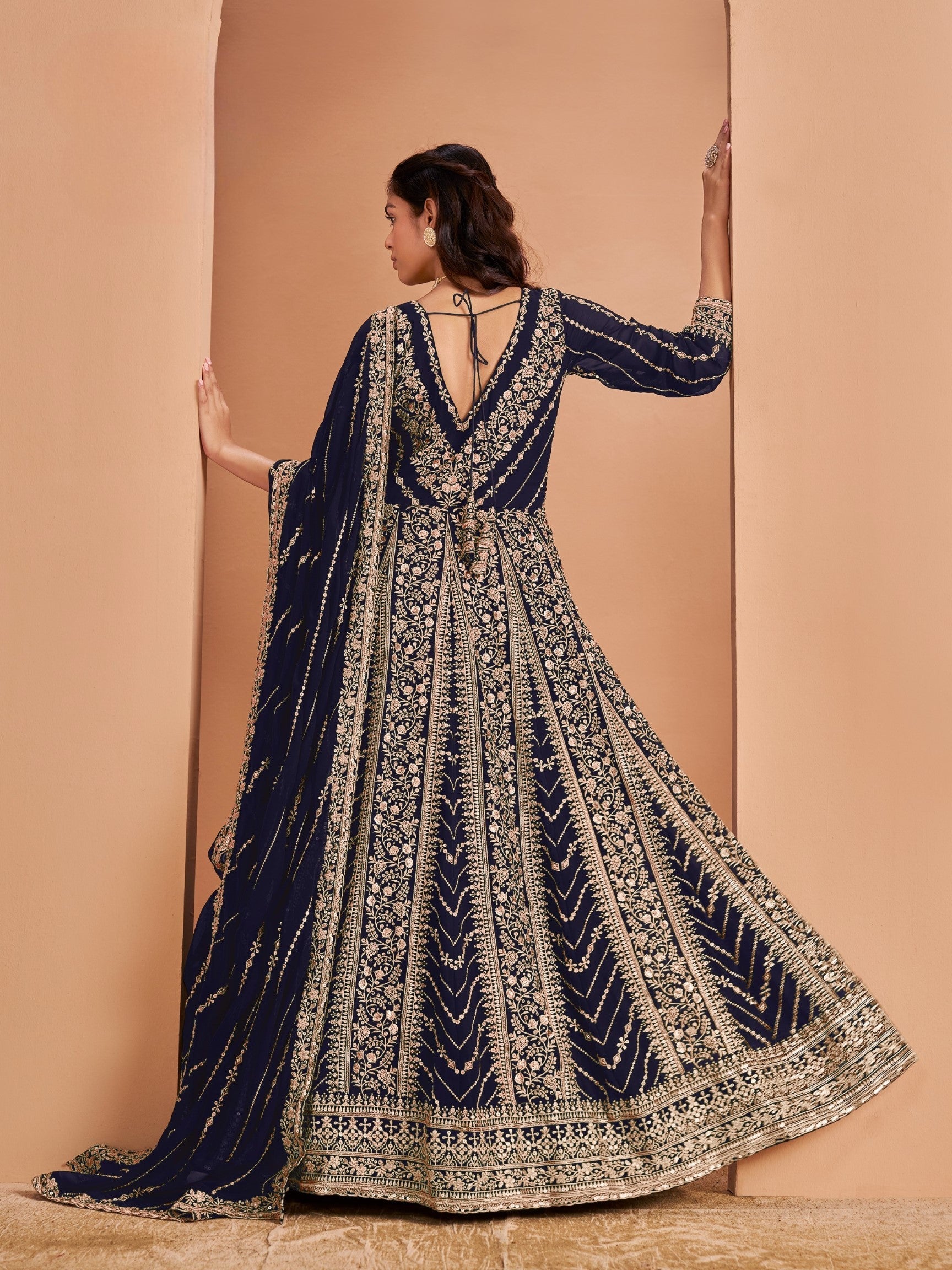 Anaita Navy Blue Georgette Embroidered Salwar Suit