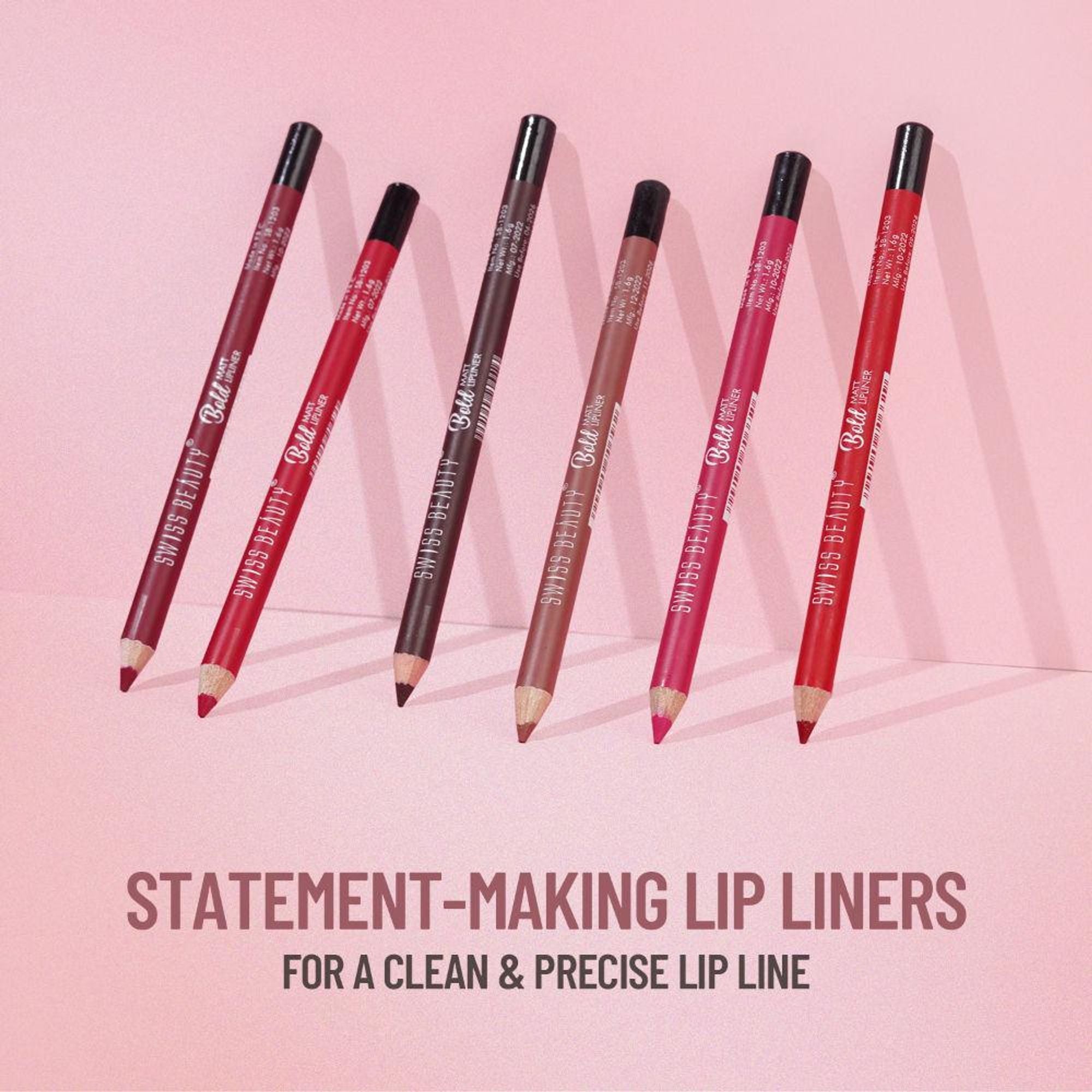 Swiss Beauty Bold Matt Lip Liner Pencil, Long-lasting , Matte Finish , Non-Drying - 1 Royal Red