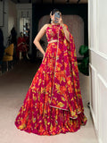 Lorenvalley Fashion Multicolor Marble Floral Printed Lehenga Choli with Dupatta