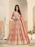 Anaita Light Orange Heavy Embroidered Faux Georgette Anarkali Suit With Salwar