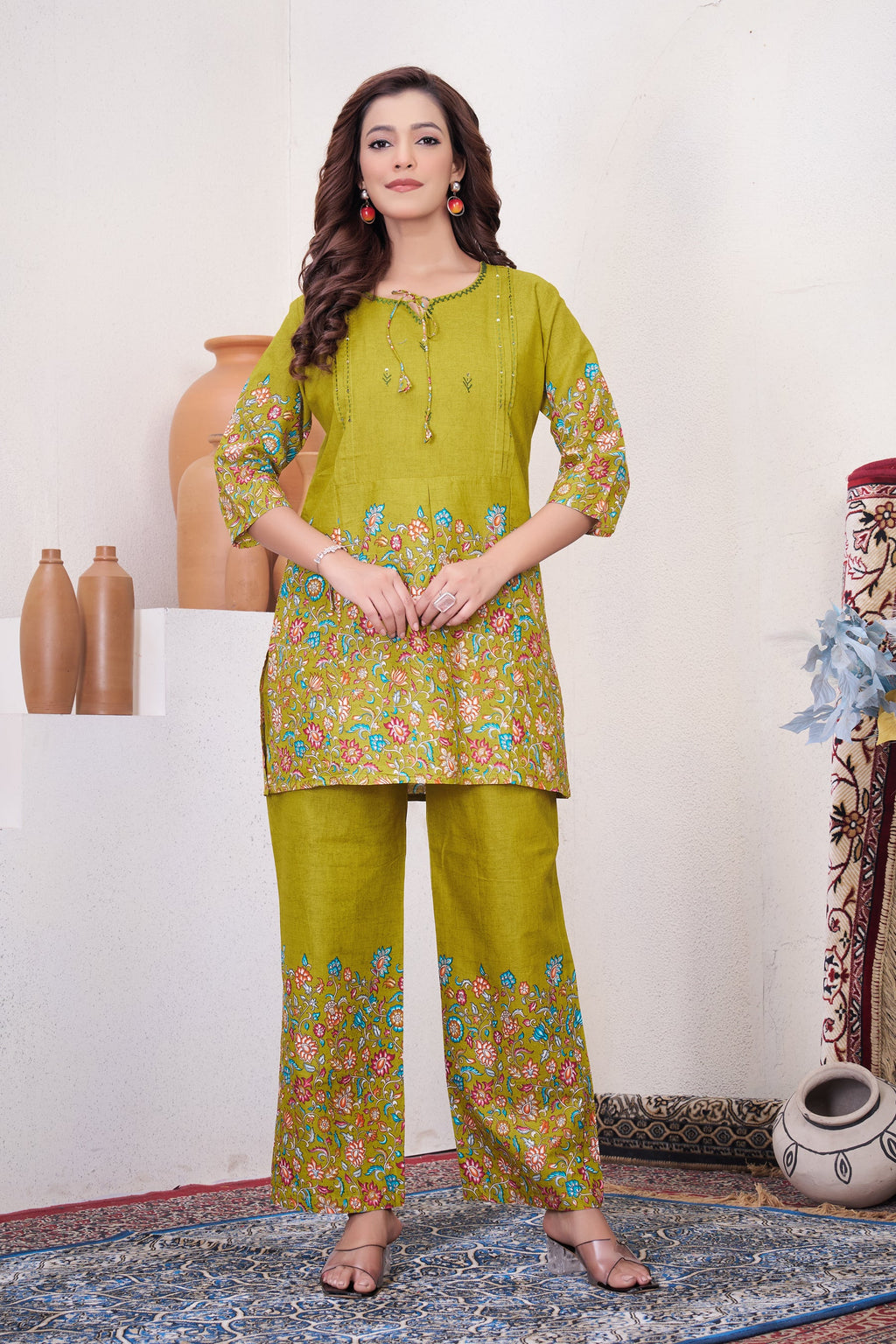 Lorenvalley Fashion Parrot Pure Cotton Elegant & Trendy Printed Design Co-Ord Set