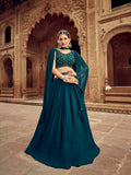 Anaita Teal Green Georgette Lehenga Choli With Hand Work