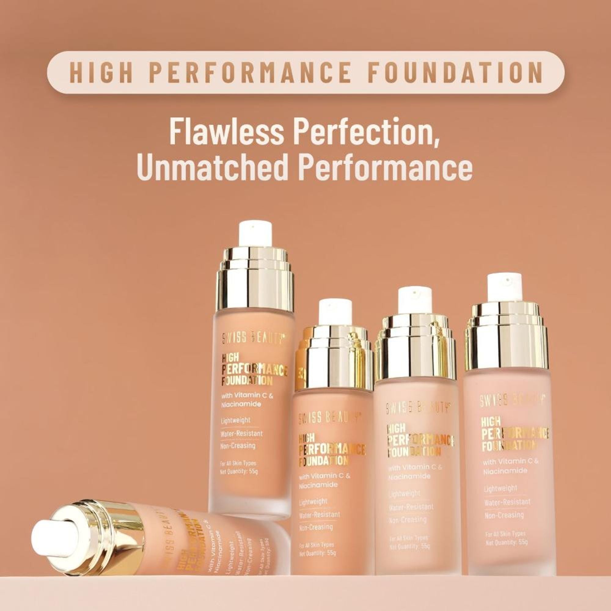 Swiss Beauty High Performance Foundation With Vitamin C & Niacinamide Light-Weight - 02 Rose Blush