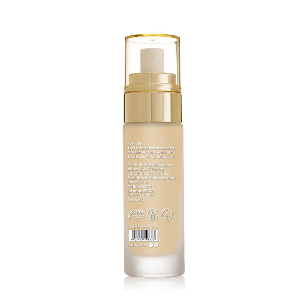 Swiss Beauty High Performance Foundation With Vitamin C & Niacinamide Light-Weight - 06 Medium Beige