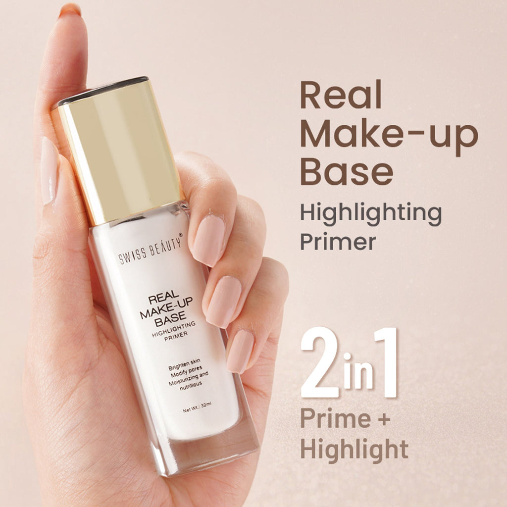 Swiss Beauty Real Make-Up Base Highlighting Primer , Brighten Skin , Modify Pore - N03 Pink Tint