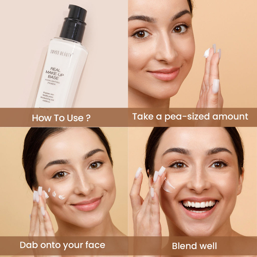 Swiss Beauty Real Make-Up Base Highlighting Primer , Brighten Skin , Modify Pore - N03 Pink Tint