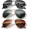 New 3-Pack Kaliyadi Mens Black Brown Gray Classic Aviator UV Blocking Sunglasses