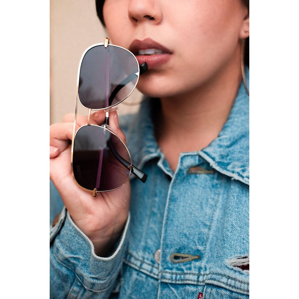 Ready to Ship  | The Alex Gold/Gray- High Quality Unisex Aviator Sunglasses