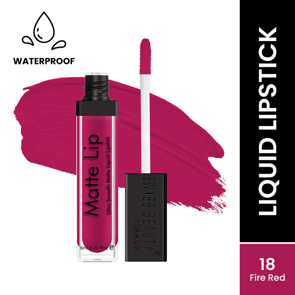 Swiss Beauty Ultra Smooth Matte Liquid Lipstick - 18 Fire Red