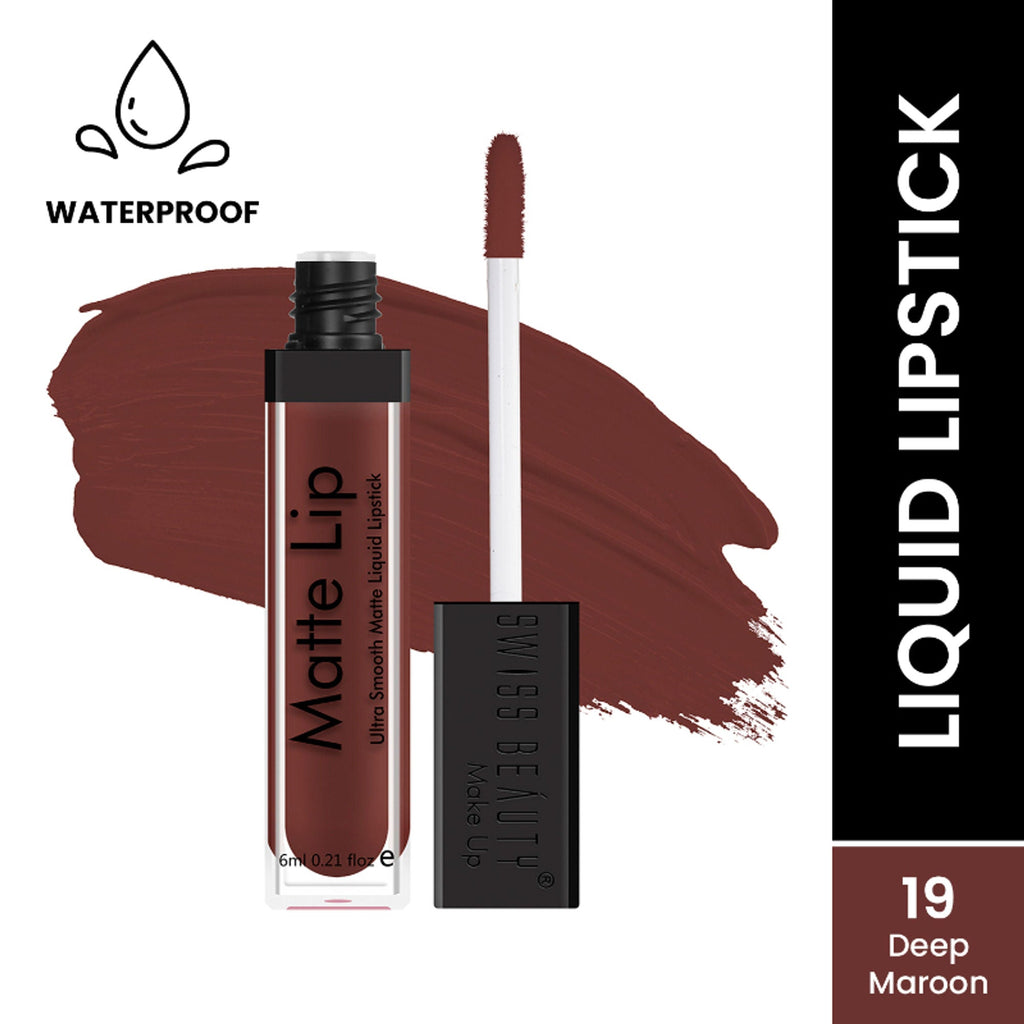Swiss Beauty Ultra Smooth Matte Liquid Lipstick - 19 Deep Maroon