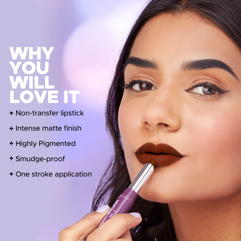 Hilary Rhoda Pro Matte Non-Transfer Waterproof Lipstick - Nude Brown 03