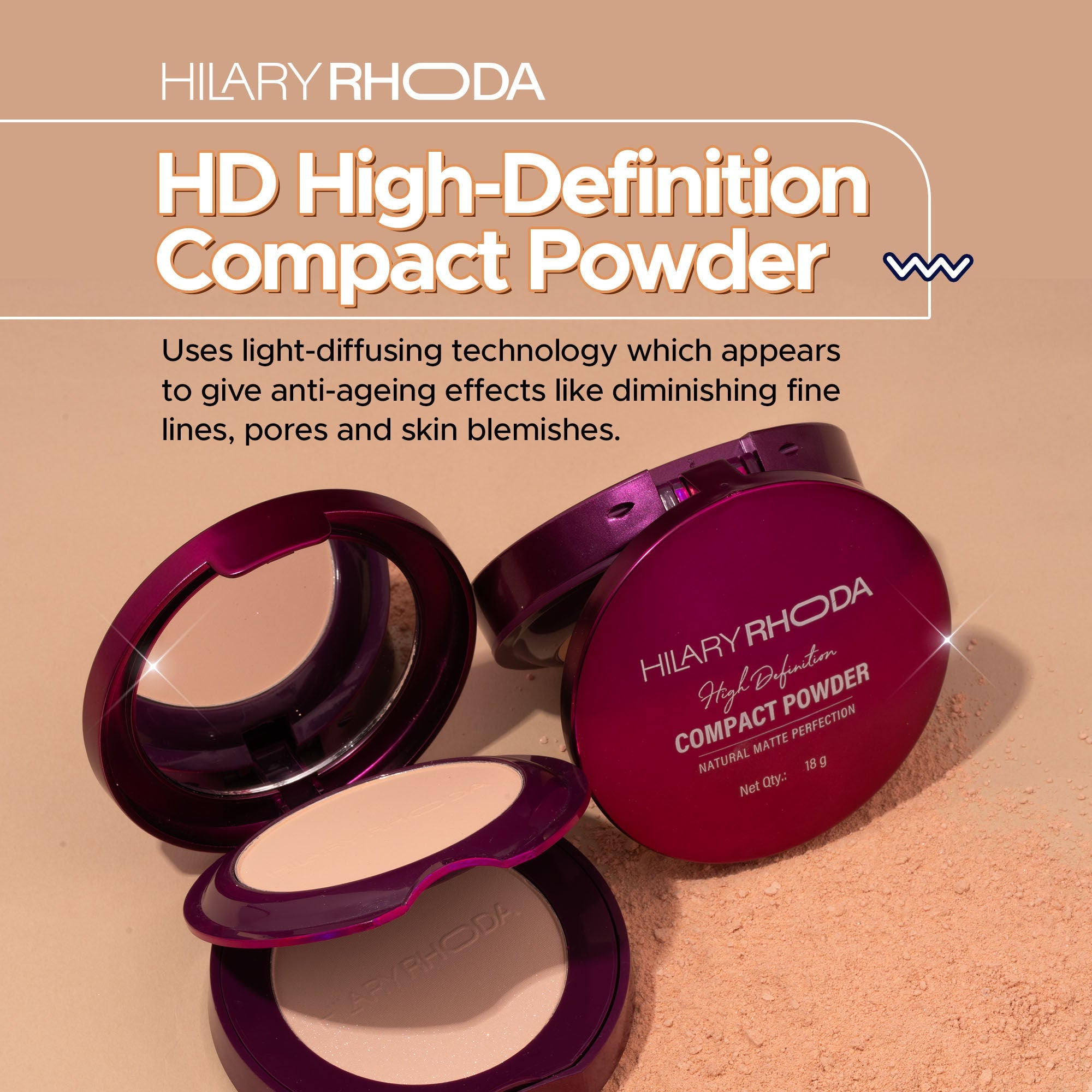 Hilary Rhoda HD High-Definition Matte Pressed Powder - Natural 02