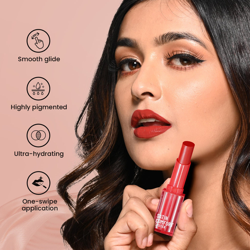 Swiss Beauty Satin Comfort Smooth Glide, Highly Pigmented , Ultra Hydrating Lipstick - 11 Wine Stain