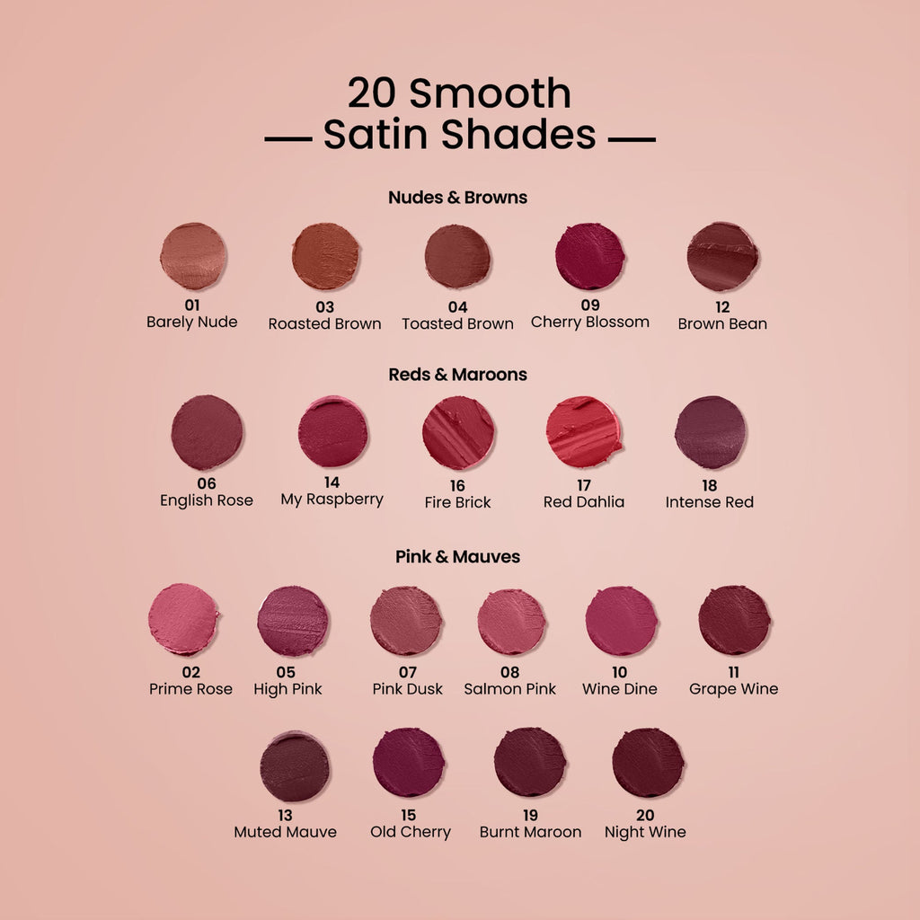 Swiss Beauty Satin Comfort Smooth Glide, Highly Pigmented , Ultra Hydrating Lipstick - 15 Old Cherry