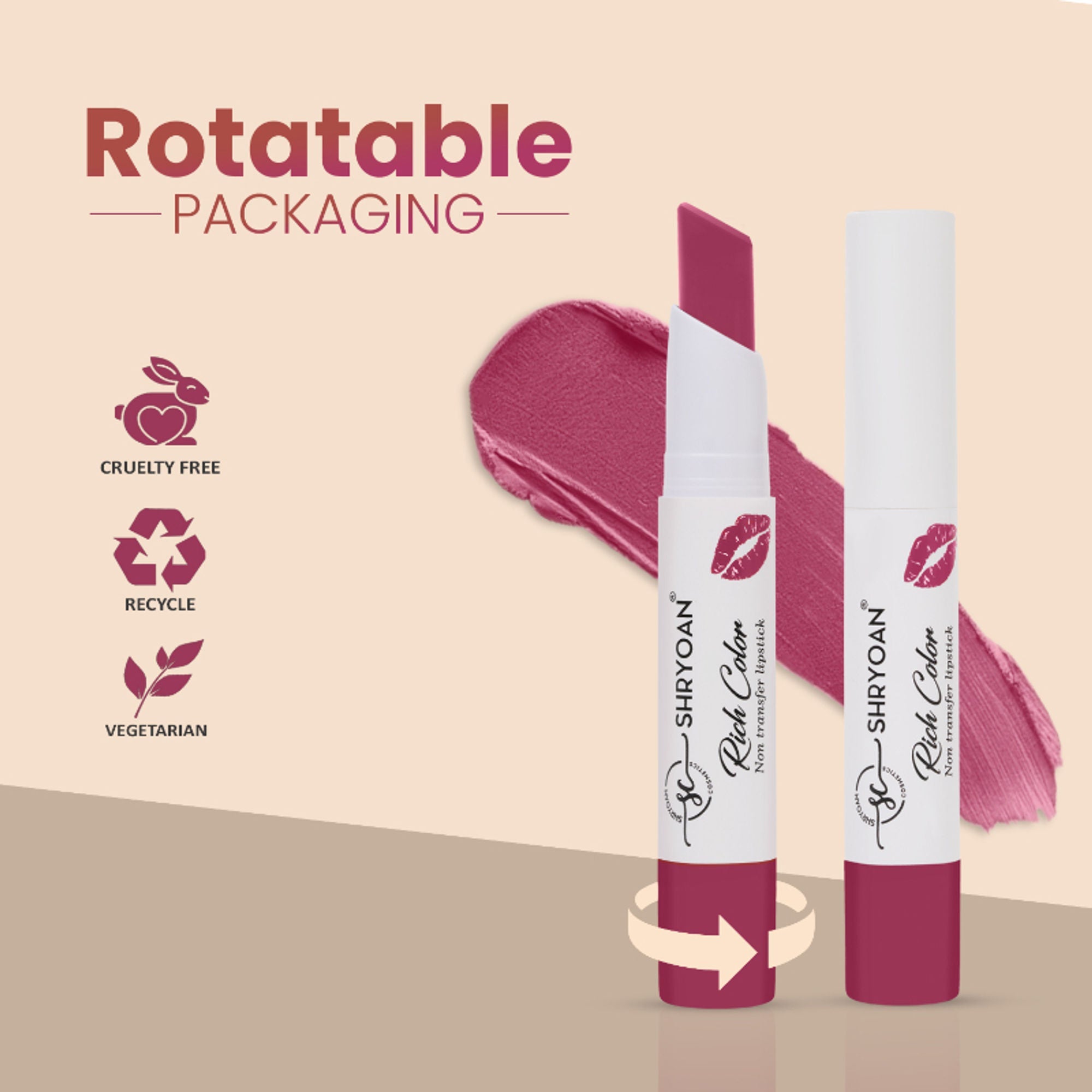 Shryoan Rich Color Non-Transfer Long Stay Creamy Lipstick - Grape Fruit 15 - Red Velvet - 13