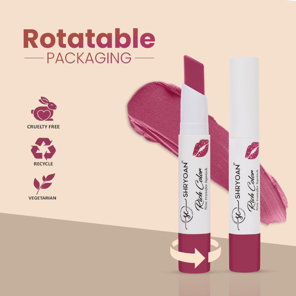Shryoan Rich Color Non-Transfer Long Stay Creamy Lipstick - Grape Fruit 15 - Cherry Cola -14