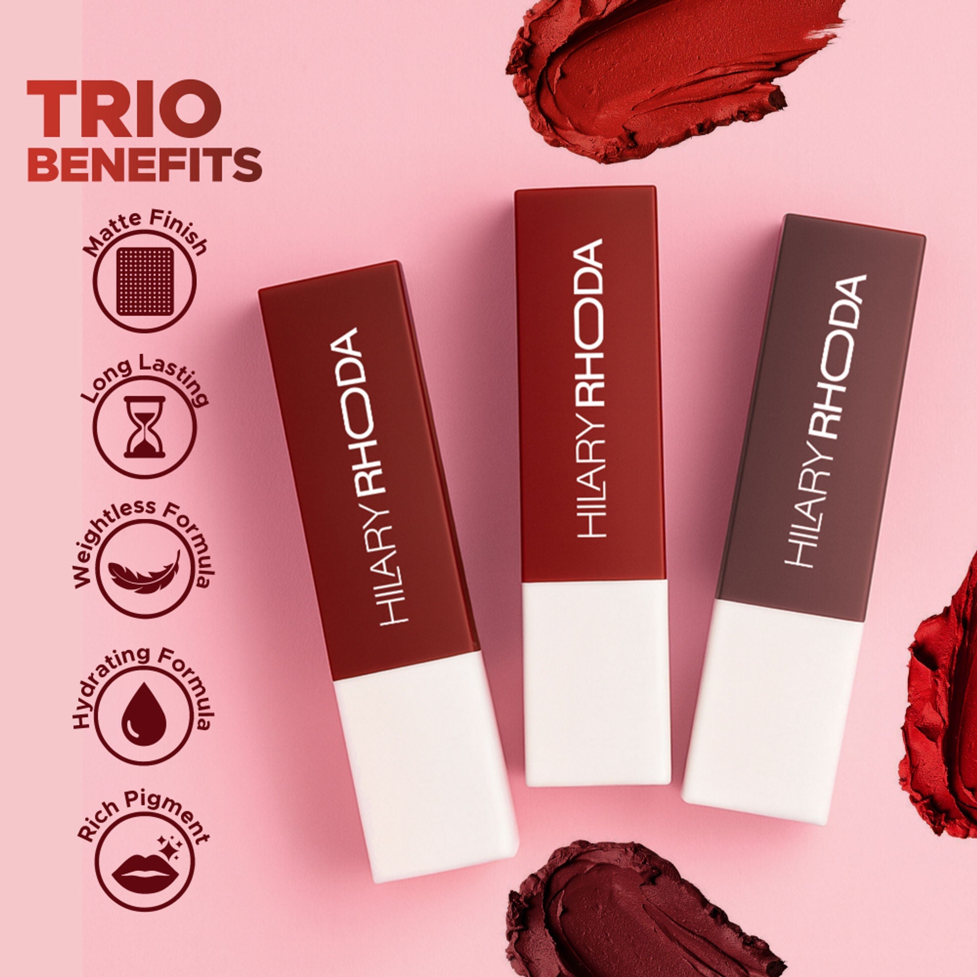 Hilary Rhoda Matte Lipstick Pack Of 3 - Mauve-Lous Trio 03