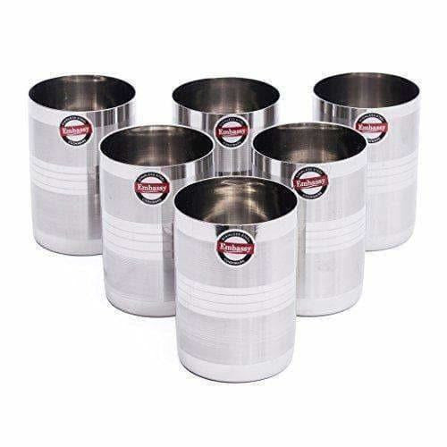 Stainless Steel XL-Big Glass -  Pack of 6