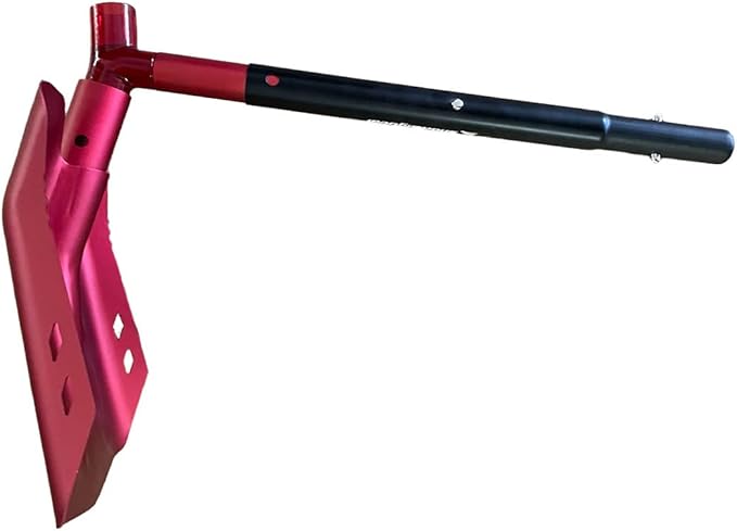 Emergency Snow Shovel with Saw - Converts from Dig to Chop/Hoe Mode Portable for Snowmobiles, Skiing, Backcountry, Avalanche Rescue Winter Survival Gear Car, Camping T6 Aluminum, Red