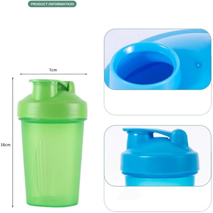 CHNLML Protein Shaker Bottle 400ML/16Oz w. Shaker Ball for Protein Shake, Shaker Bottle with Mixing Ball, Leak-Proof, BPA-Free, for Gym, Workout, Juice Mixer (Black/Clear Body, 16Oz-400ML-1Bottle)