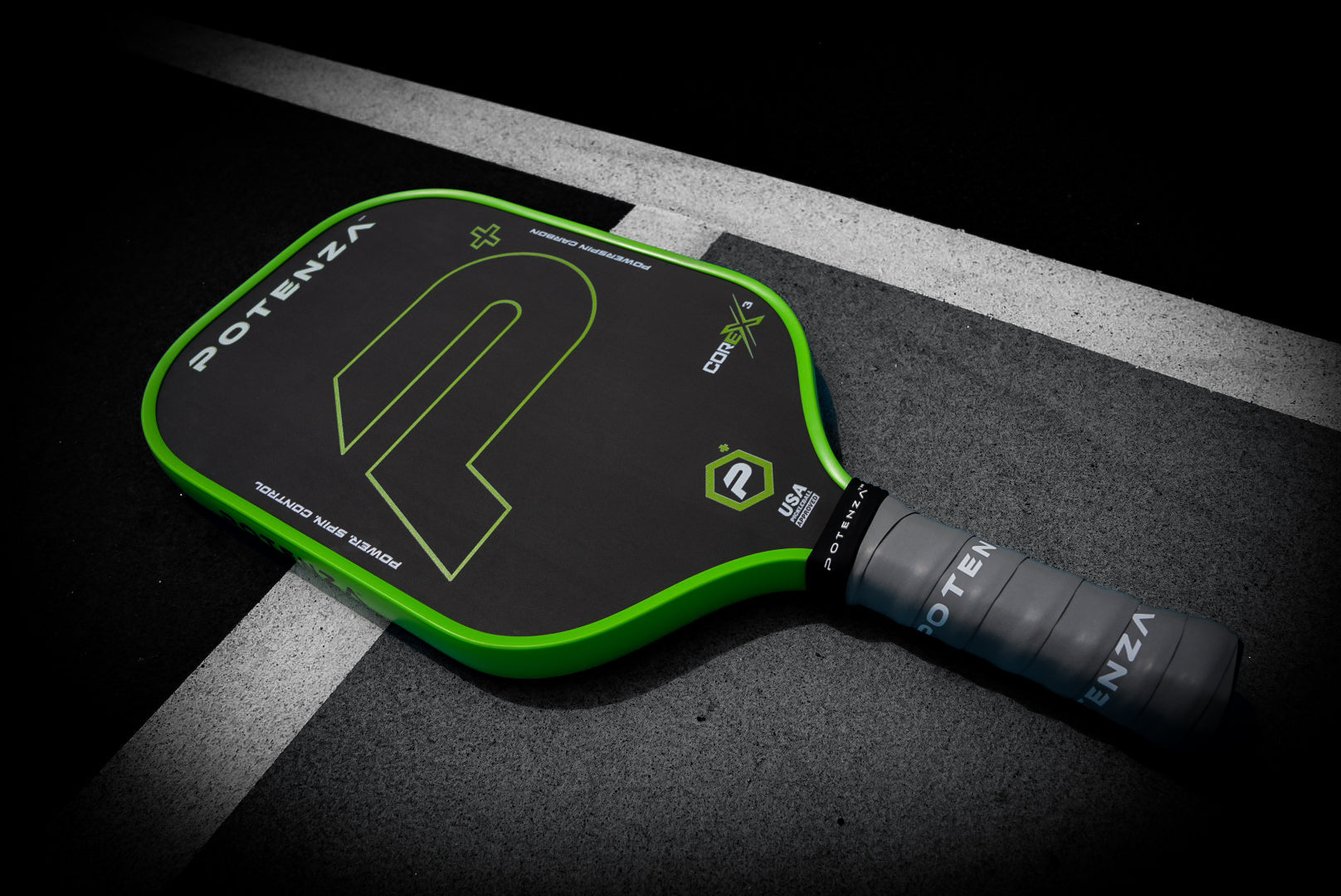 P+ PowerSpin Carbon COREx3 (Neon Green, Elongated Face)