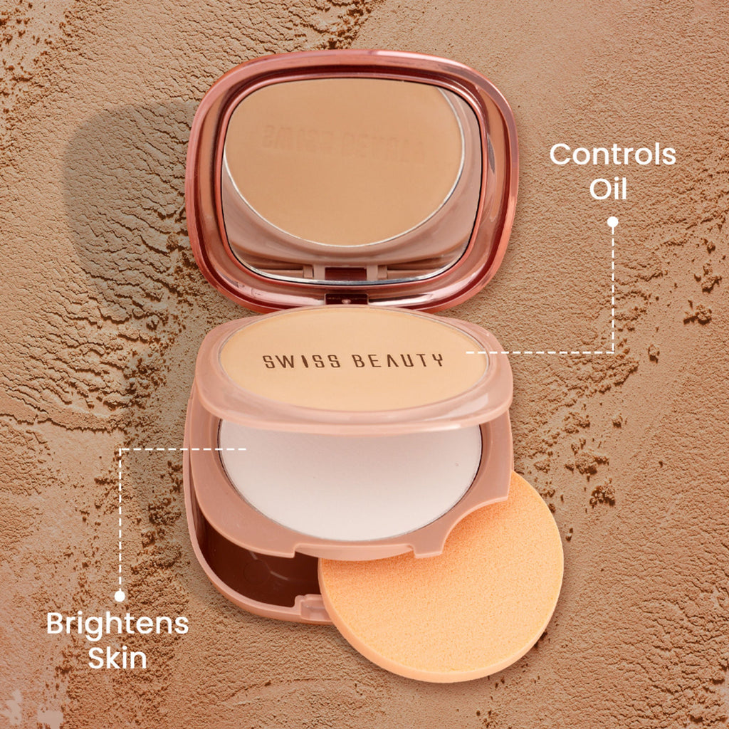 Swiss Beauty Matte & Set Duo Lightweight Compact Powder - 02 Beige and Translucent