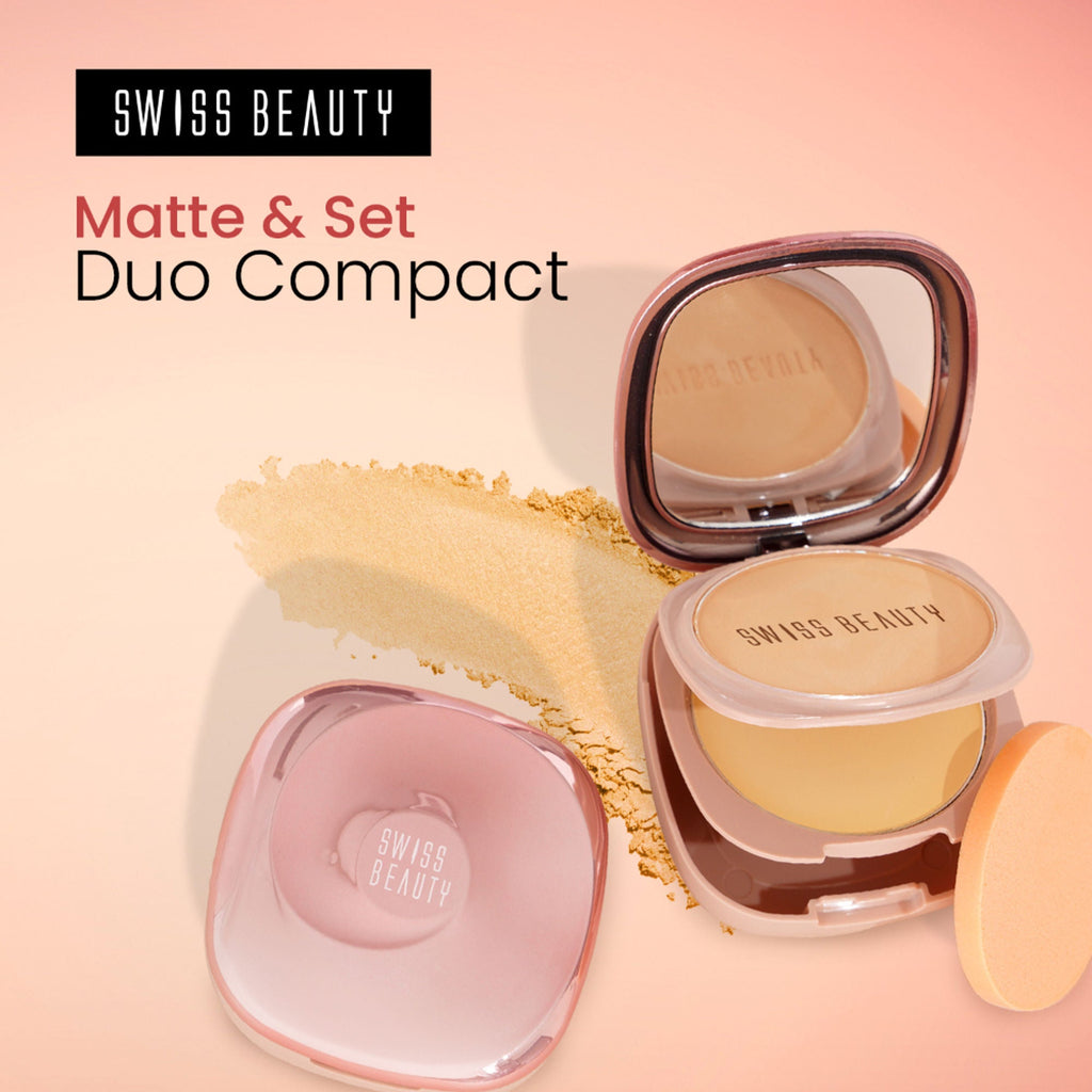 Swiss Beauty Matte & Set Duo Lightweight Compact Powder - 03 Sand and Banana