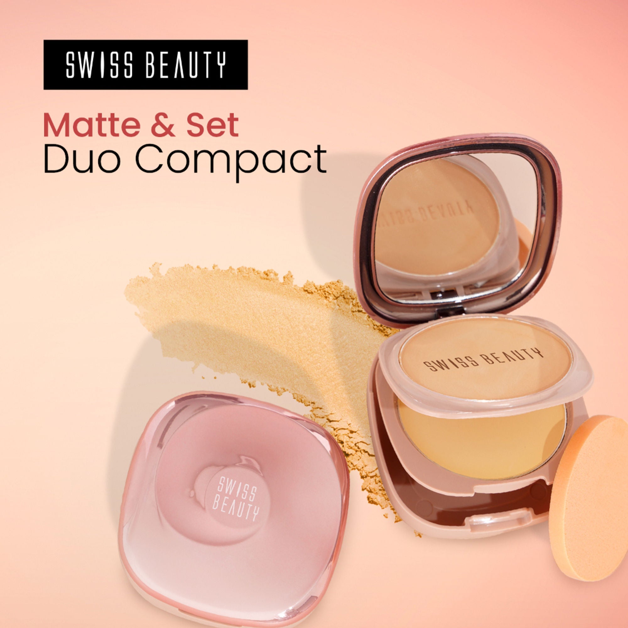 Swiss Beauty Matte & Set Duo Lightweight Compact Powder - 03 Sand and Banana