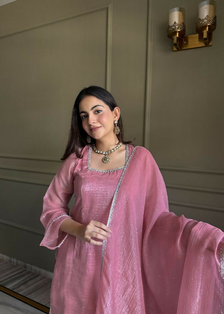 Teeya Creation Pink Color Crunchy Silk Party Wear Salwar Suit