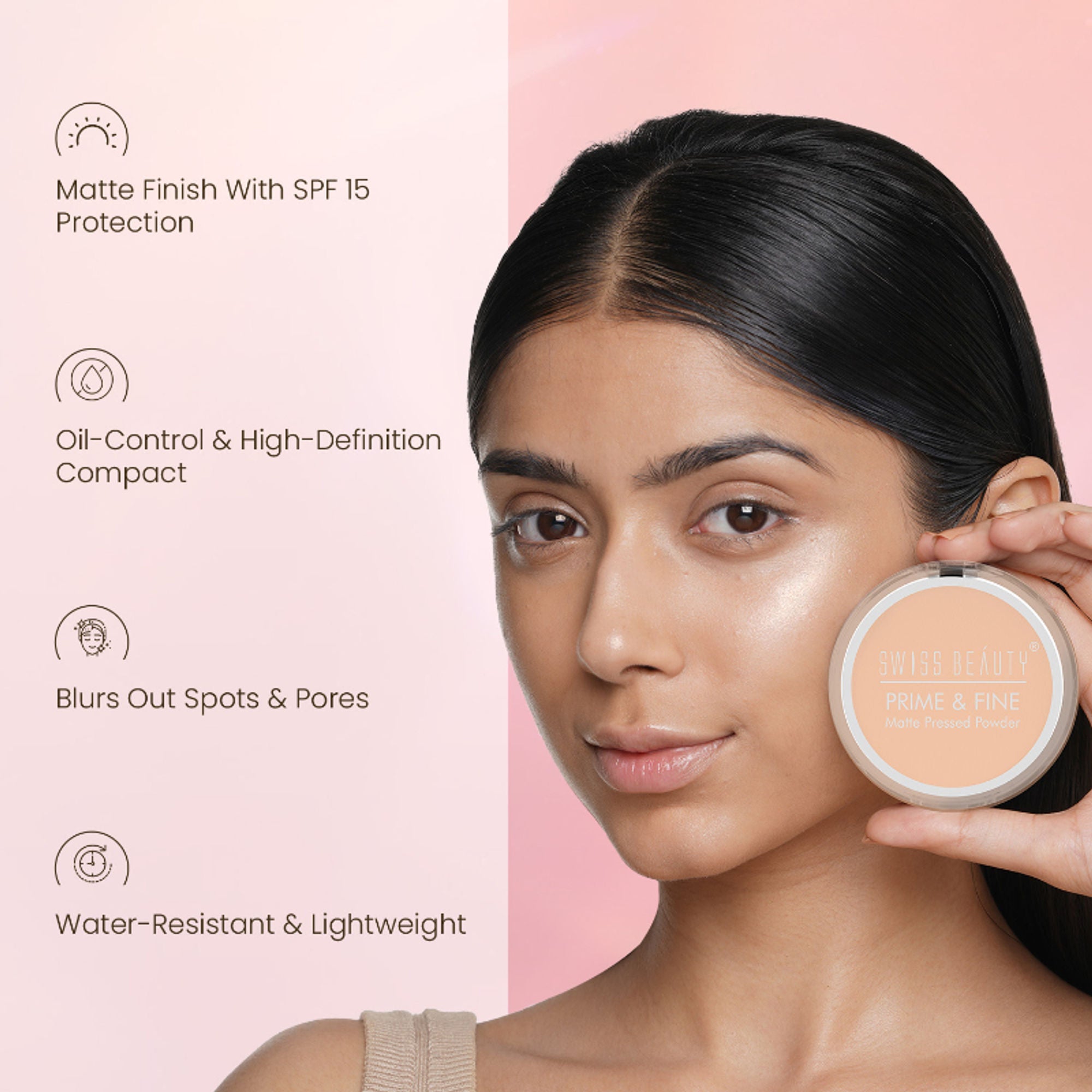 Swiss Beauty Prime & Fine Matte Pressed Powder - 4 Natural Beige