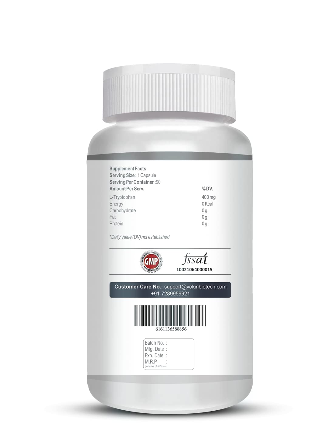 Vokin biotech L-Tryptophan – Support Positive Mood & Relaxation- 400mg