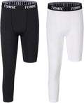 Tomic Youth Boys Kids One Leg 3/4 Leggings Compression Pants for Basketball Soccer Sports Athletic Training Tights Base Layer
