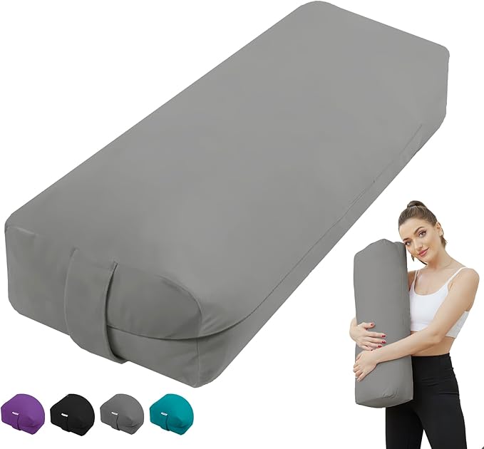 Rectangular Yoga Bolster Pillow, Meditation Pillow for Yin & Restorative Yoga, Filled with Wasted Sponge