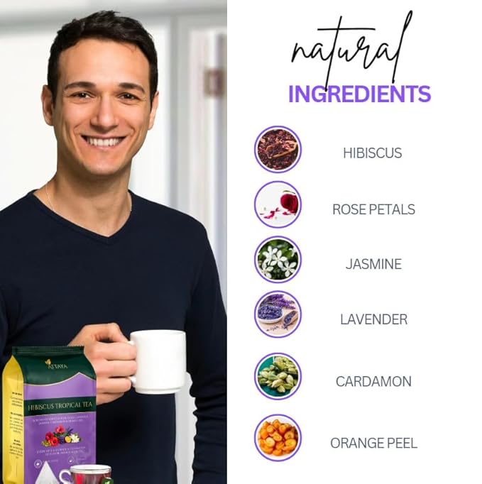 Attaya Hibiscus Tropical Herbal Tea Bags | Lowers Blood Pressure & Supports Heart Health | PCOS | Liver Health | Cholesterol | Antioxidants & Vitamin C | Caffeine Free | non-GMO | 35 Pyramid Tea Bags
