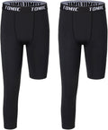 Tomic Youth Boys Kids One Leg 3/4 Leggings Compression Pants for Basketball Soccer Sports Athletic Training Tights Base Layer