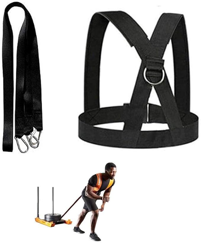 Sled Harness, Weight Speed Tire Pulling Workout Resistance and Assistance Trainer Physical Training Rope Football Exercise Equipment for Outdoor Indoor Men and Women