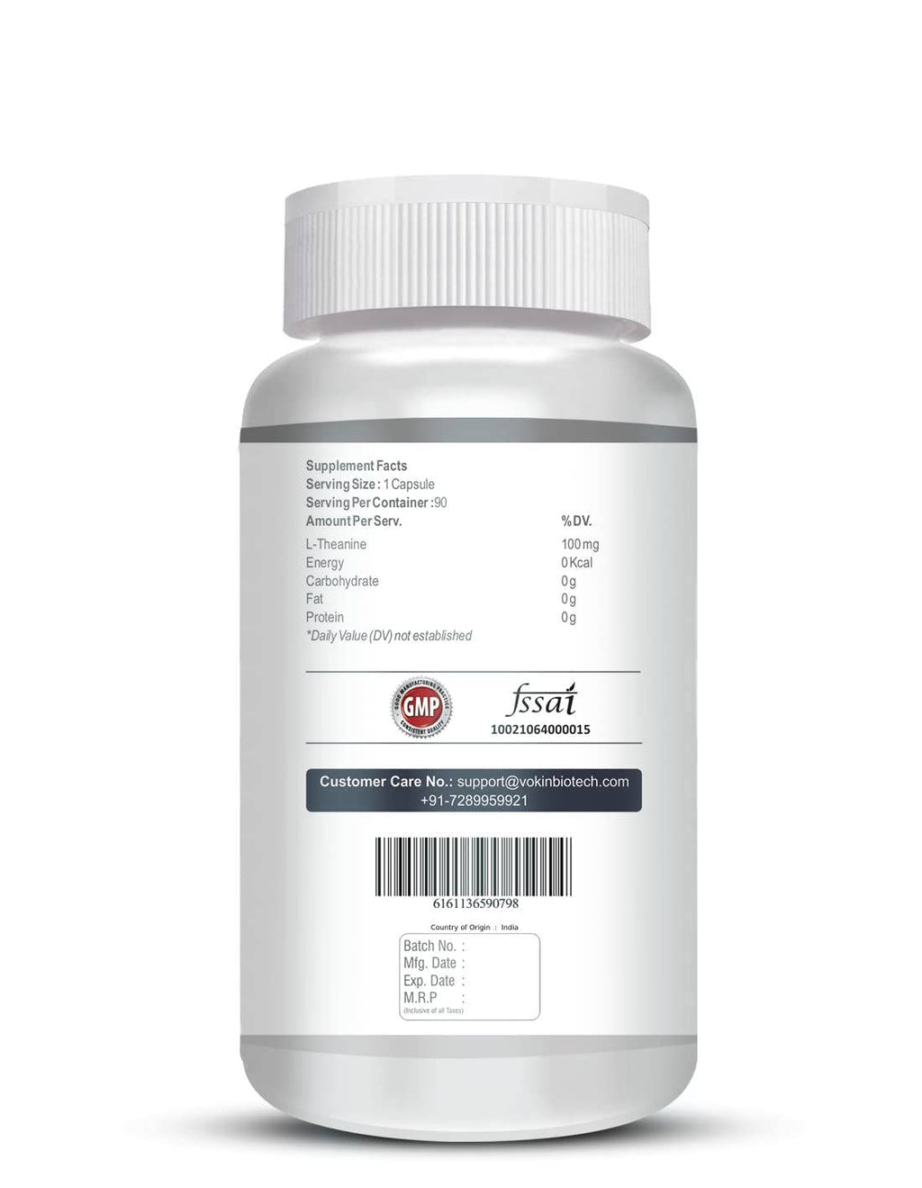 Vokin Biotech L-Theanine-Support Relaxation - 90 Vegetarian Capsules