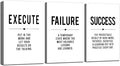 Framed Canvas Wall Art Success Quote, Office Wall Art, Black Large Poster, Positive Motivational Set of 3 Prints, Execute Failure Definition, Inspirational Print (D-3pcs,20x30inchx3pcs)