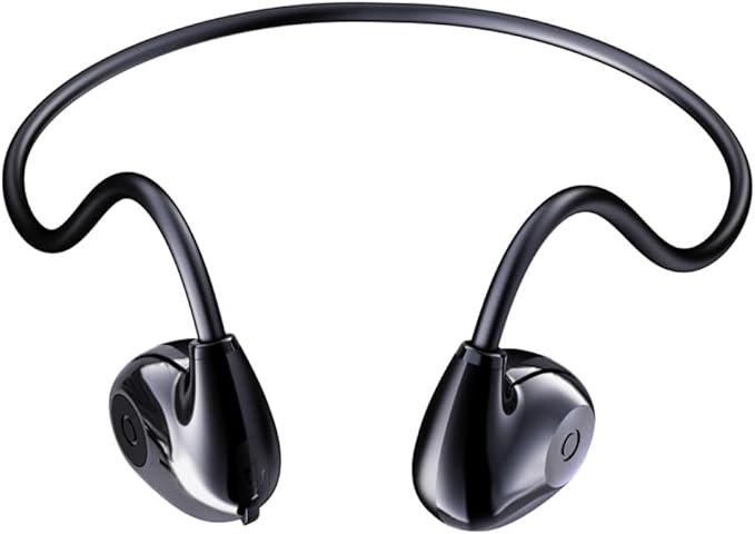 IHAO Air Conduction Wireless Bluetooth Headphones-Open-Ear Design Lightweight & Pain-Free Sweatproof Sport Headphones with Mic Earphone Ideal for Running Cycling and Sports-F805 Black
