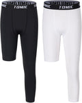 Tomic Youth Boys Kids One Leg 3/4 Leggings Compression Pants for Basketball Soccer Sports Athletic Training Tights Base Layer