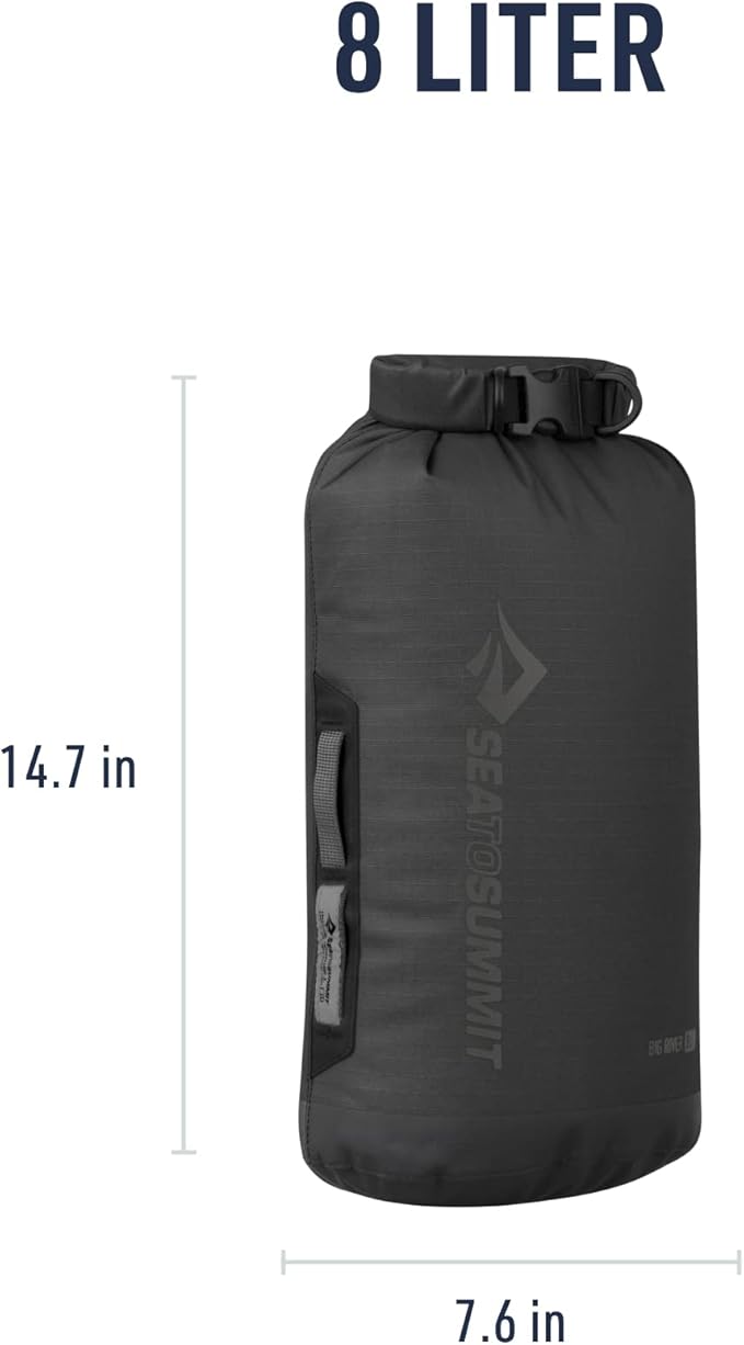 Sea to Summit Big River Dry Bag, Heavy-Duty Dry Storage, 8 Liter, Jet Black