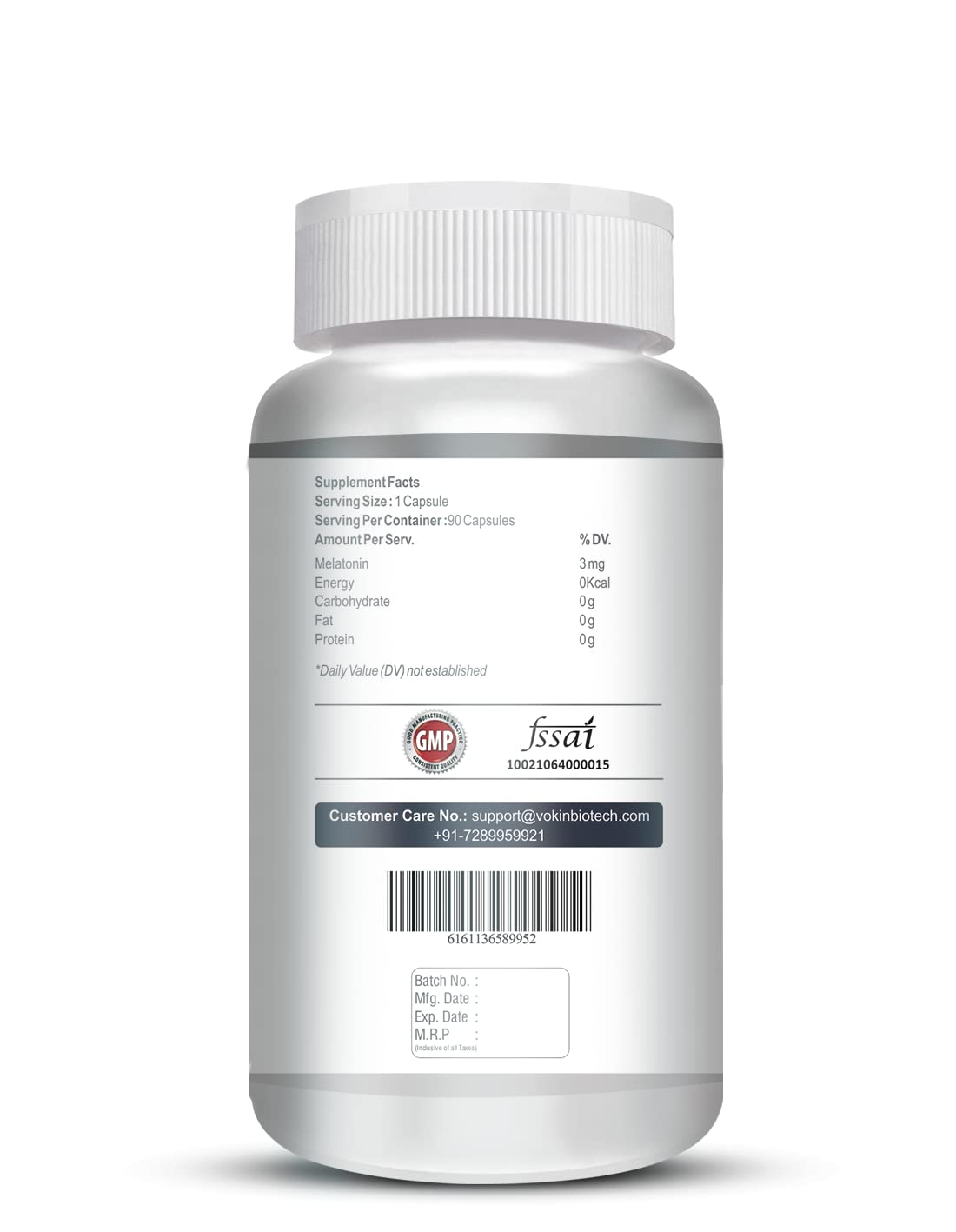 Vokin Biotech Melatonin 3mg Healthy Sleep Cycle | Helps Stress & Anxiety Relief | Improve Concentration
