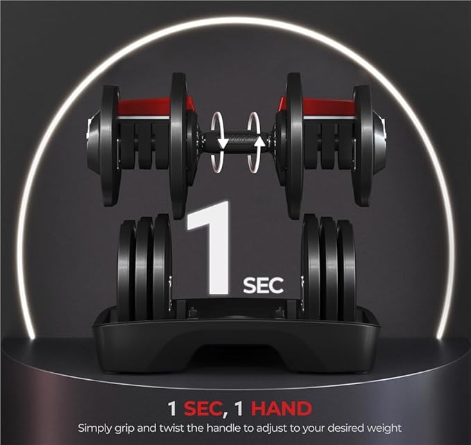 Yaheetech Adjustable Dumbbells Set 28LB/40LB/52.5LB/90LB, Fast Adjust Weight Set Pair