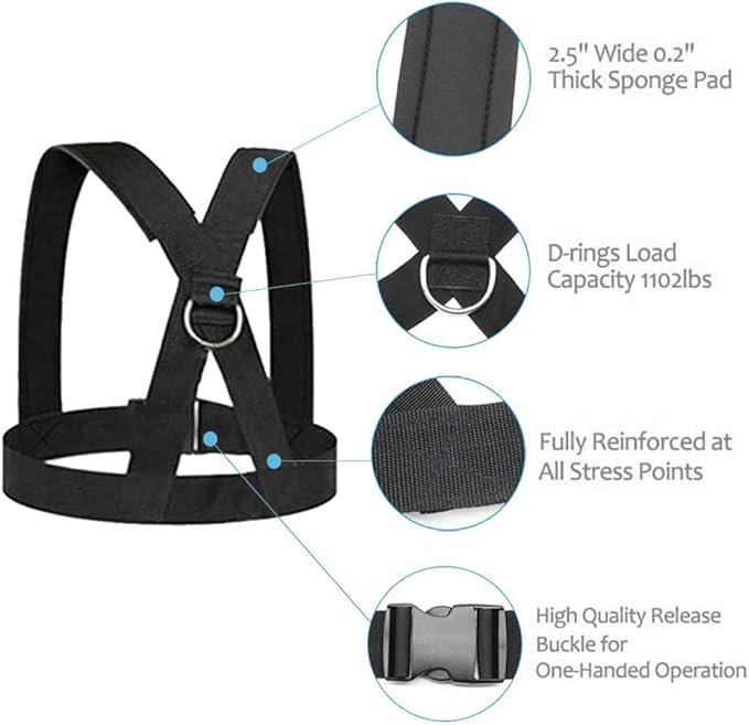 Sled Harness, Weight Speed Tire Pulling Workout Resistance and Assistance Trainer Physical Training Rope Football Exercise Equipment for Outdoor Indoor Men and Women