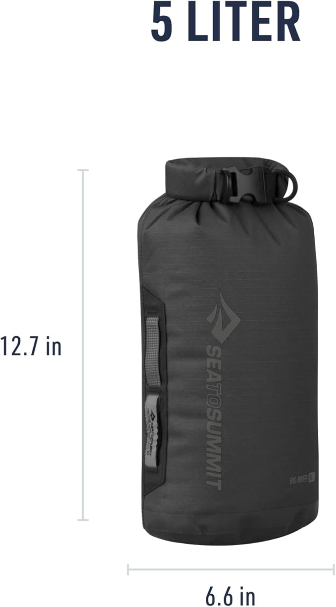 Sea to Summit Big River Dry Bag, Heavy-Duty Dry Storage, 5 Liter, Jet Black