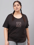 MKH Plus Size Typography Printed Relaxed Fit Dri-FIT Sports T-shirt