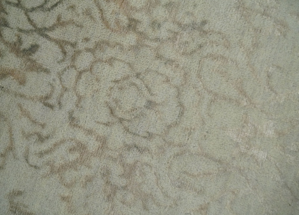 5x7 Fine Hand Knotted Beige and Brown Traditional Vintage Persian Style Antique Wool and Silk Rug | AGR50