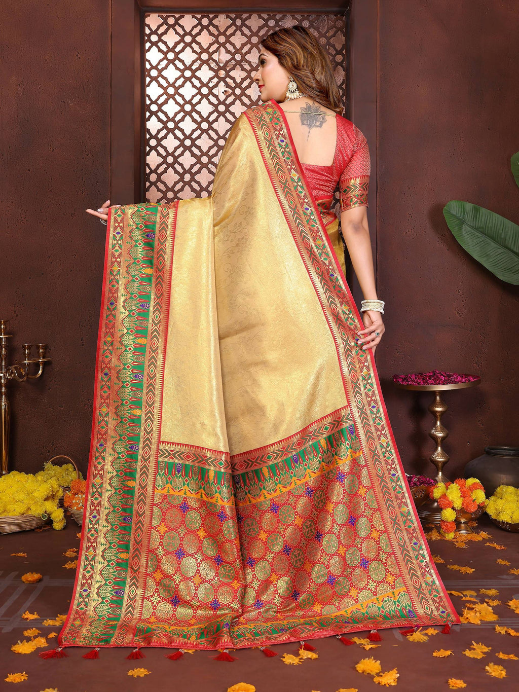 Aastha Fashion Gold Tissue Silk Weaving Saree