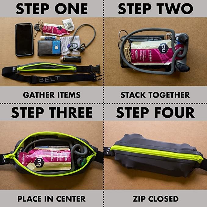 SPIbelt Running Belt for Women Men, Phone Holder for Running, Running Fanny Pack, Holder for Phone, Running Waist Pack, Adjustable Waist, [Fits All Phones]. No Logo Band, Black with Black Zipper